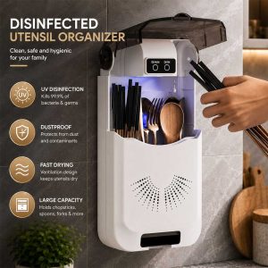 Tempat Alat Makan Disinfected Organizer Holder Wall Mounted